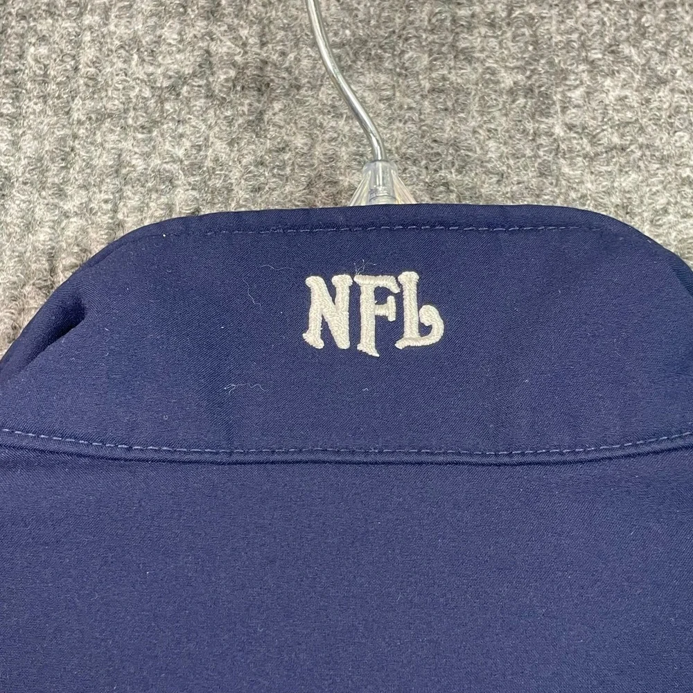 NFL Denver Broncos Jacket Mens Large Navy Blue Softshell Full Zip Fleece Lined
